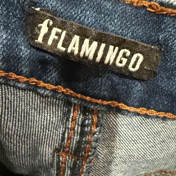 Flamingo Blue Distressed Ultra Flare Jeans XS | Medium Wash | Y2K Vintage Vibes - Picture 4 of 4